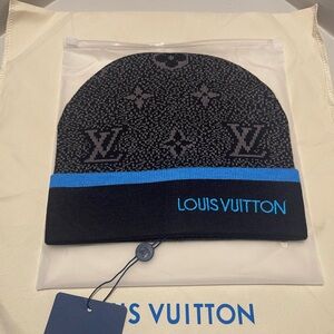 Louis Vuitton Dark Gray and Light Blue Beanie